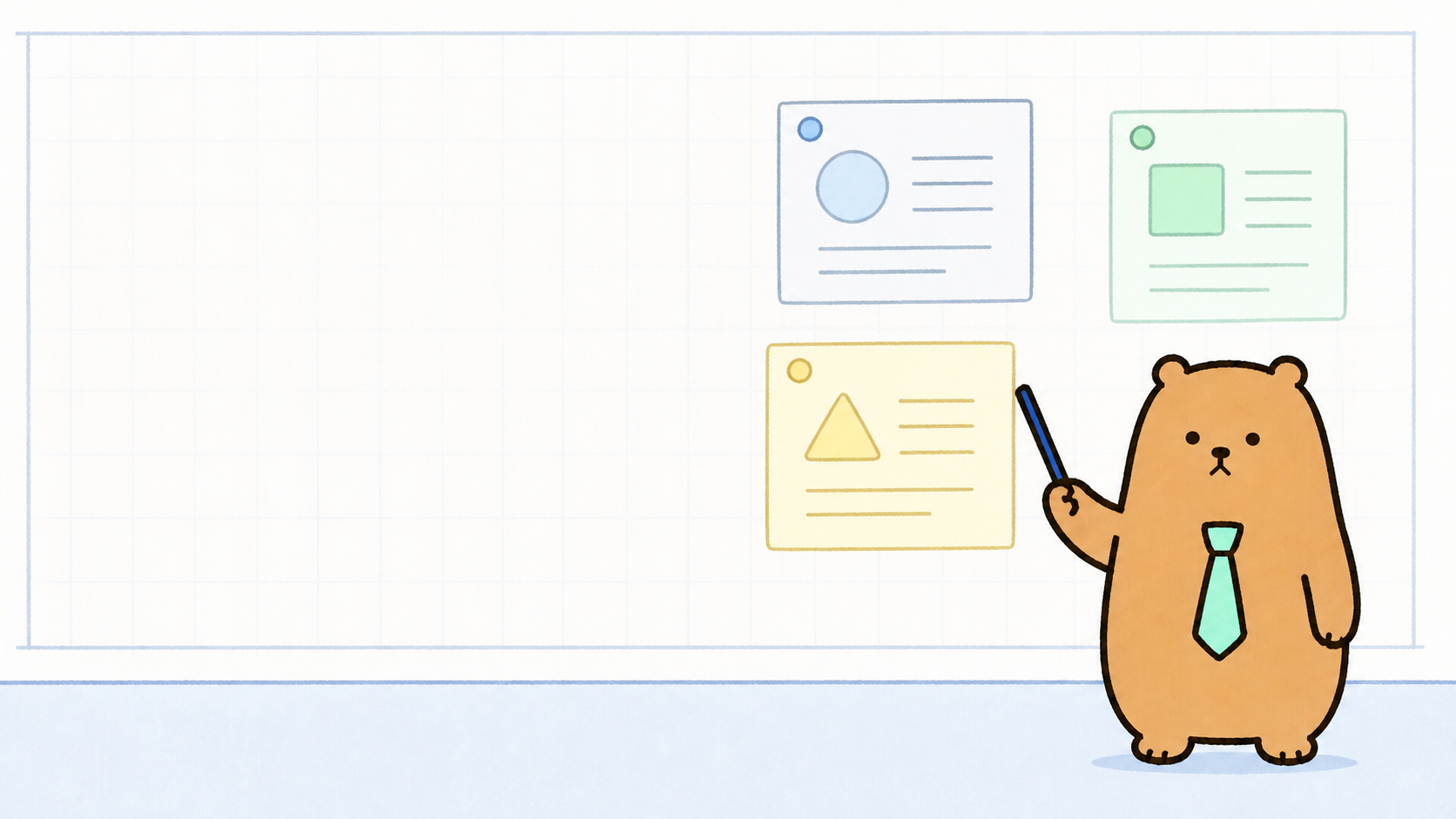 モンガーが研究ボードを説明するイラスト